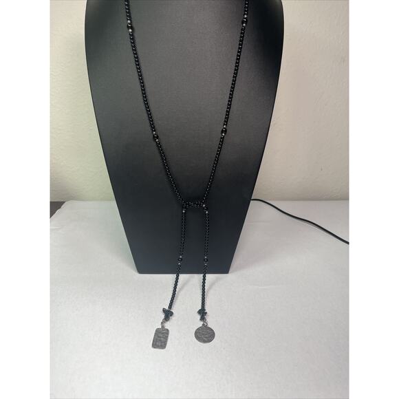 vintage silpada sterling silver 925 Black Onyx Beads Clasp Free Long Necklace